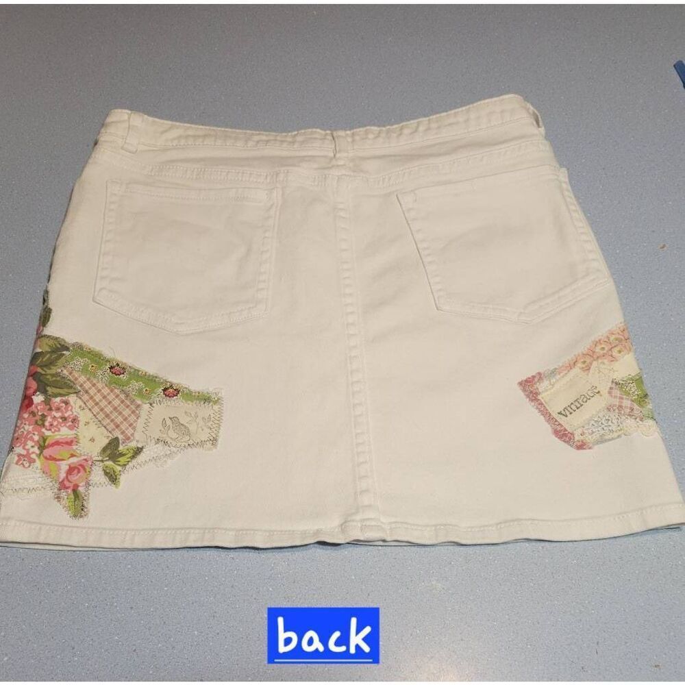 Cottage Core reworked upcycled repurposed patchwork denim jean skirt size 14 - Picture 4 of 12